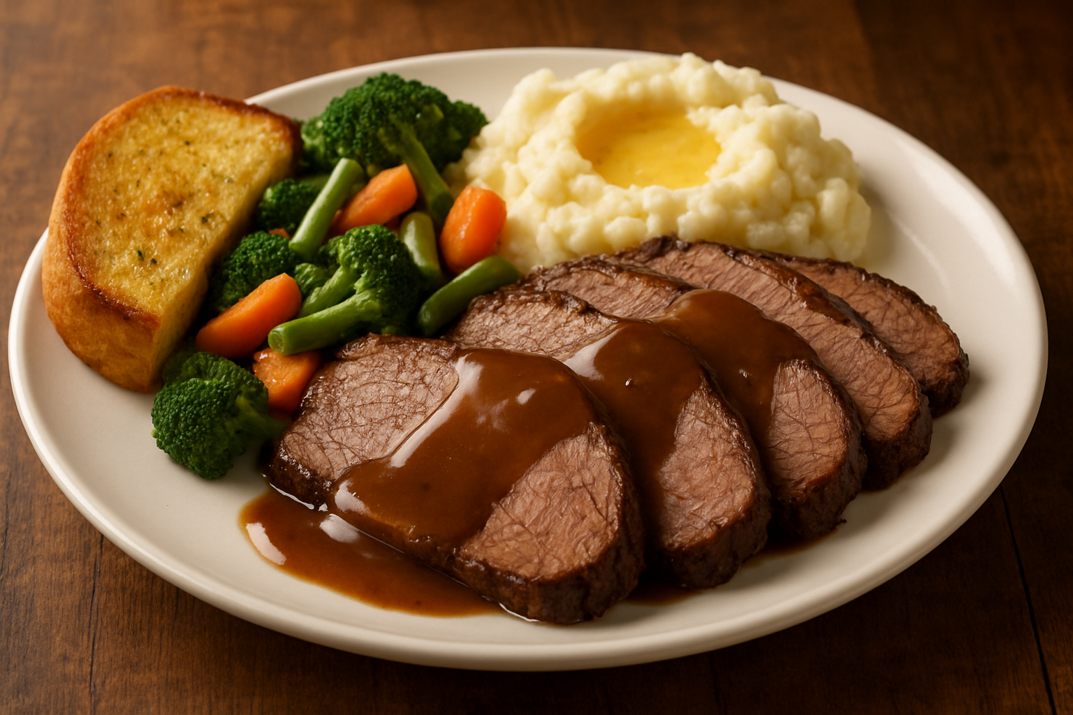 Hearty Entrees — roast beef, liver and onions, fish and chips