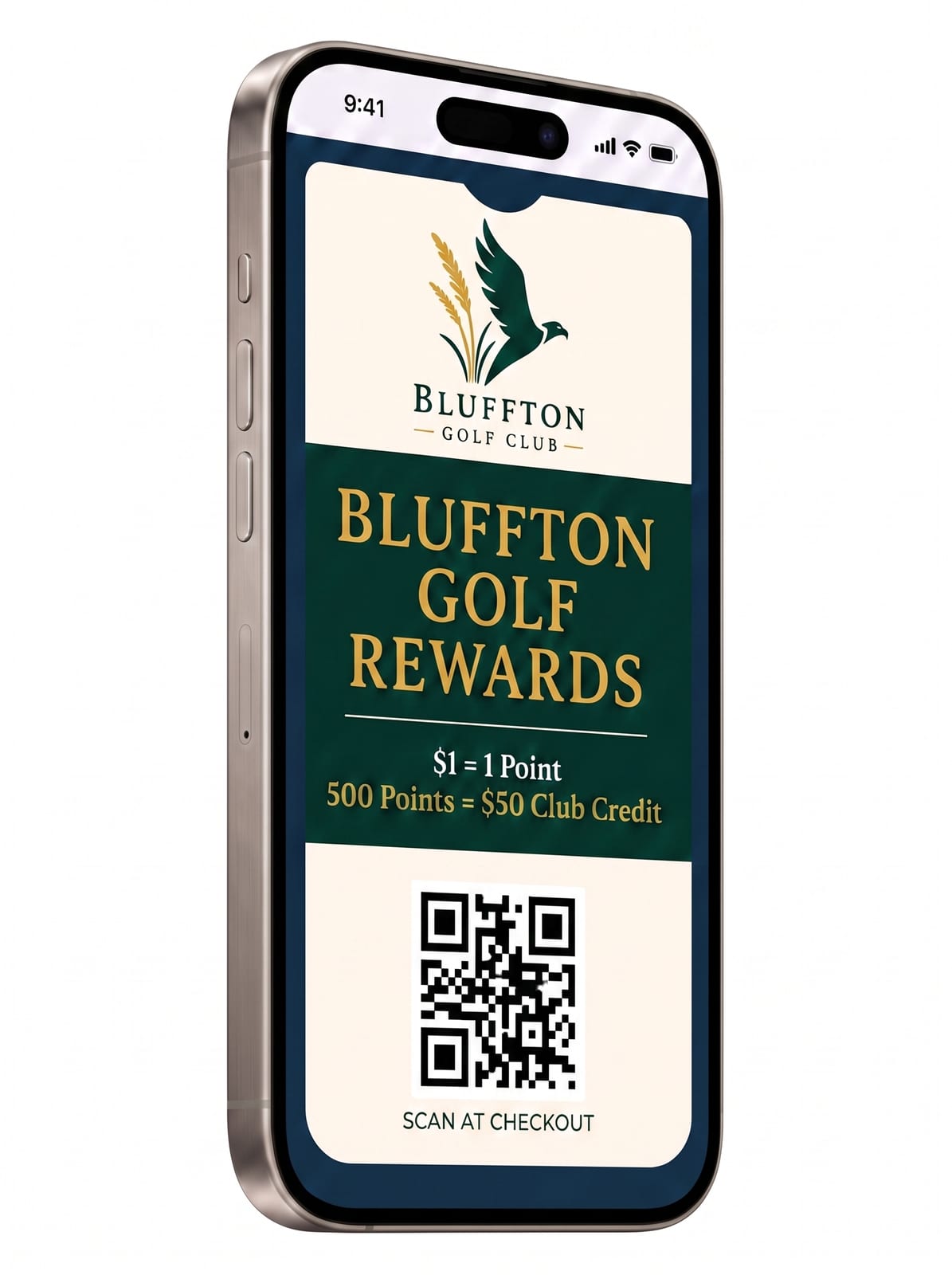 Bluffton Golf Club rewards phone visual