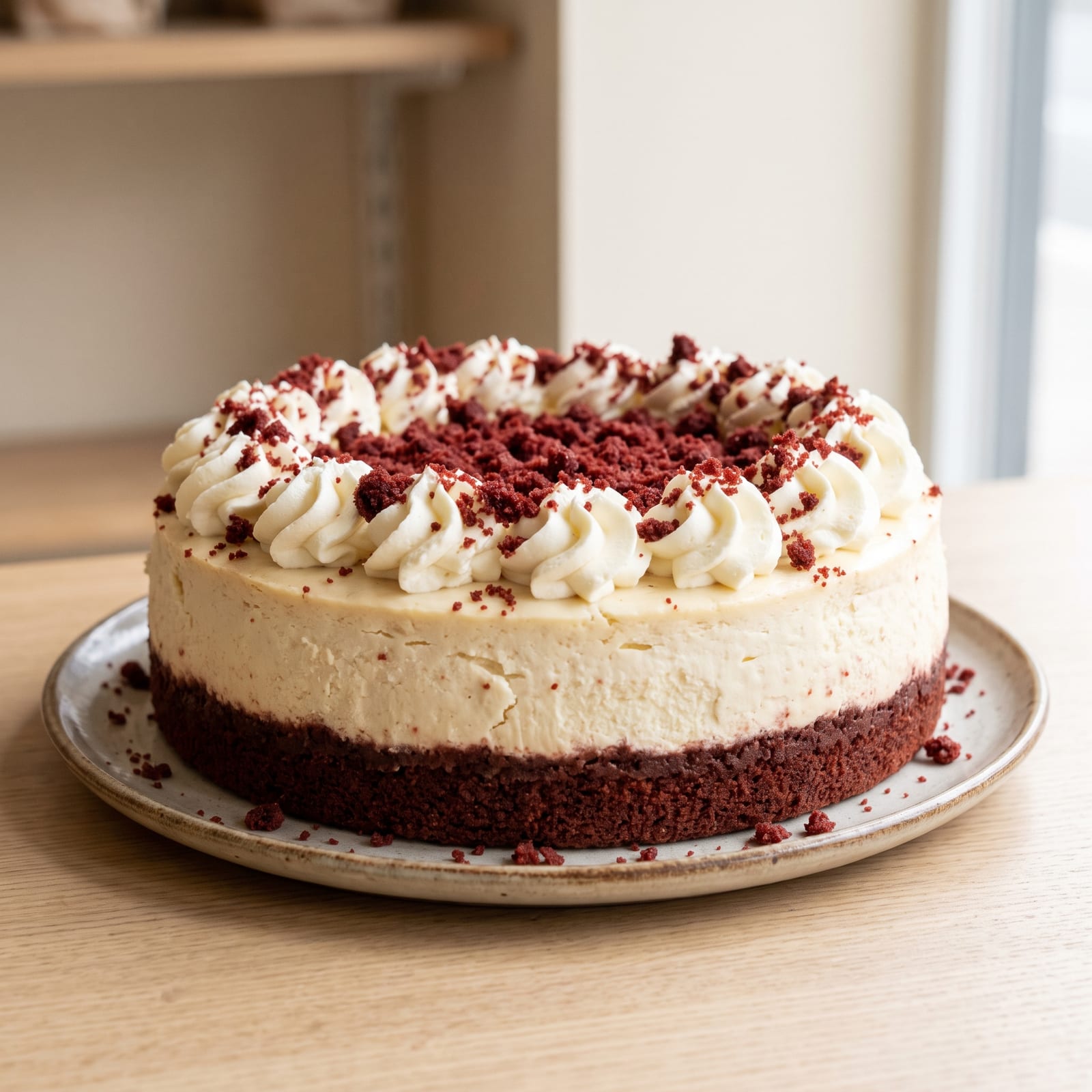 Cheesecake with Red Crumb Topping