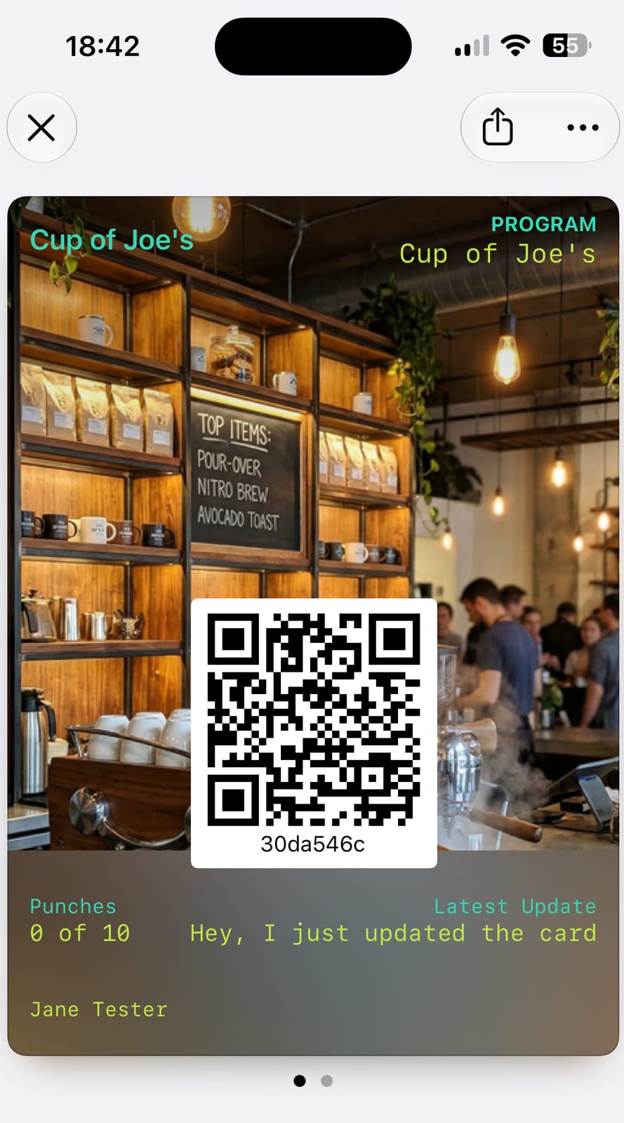Coffee Shop Pass loyalty card