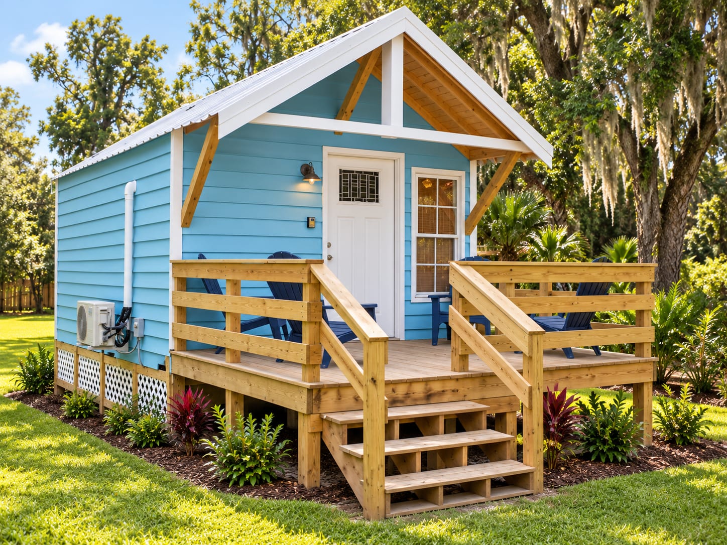 The Blue Cottage, a small blue cabin at Freeport Marina on Daufuskie Island, South Carolina