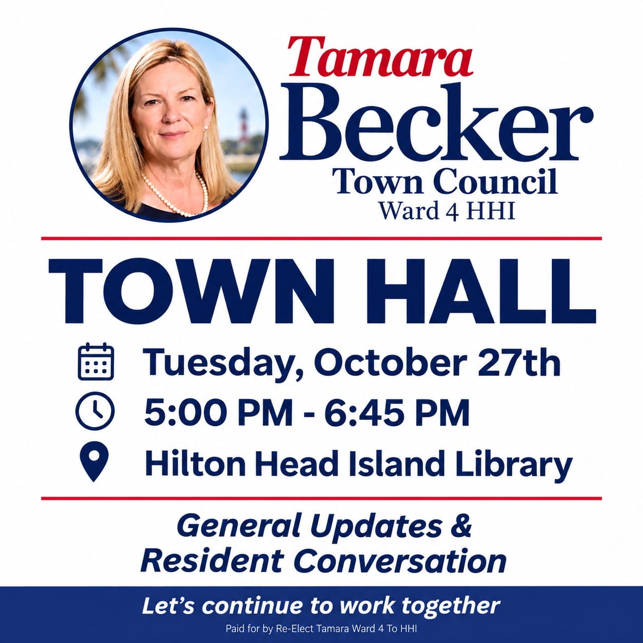 Tamara Becker Town Council Ward 4 HHI Town Hall event info