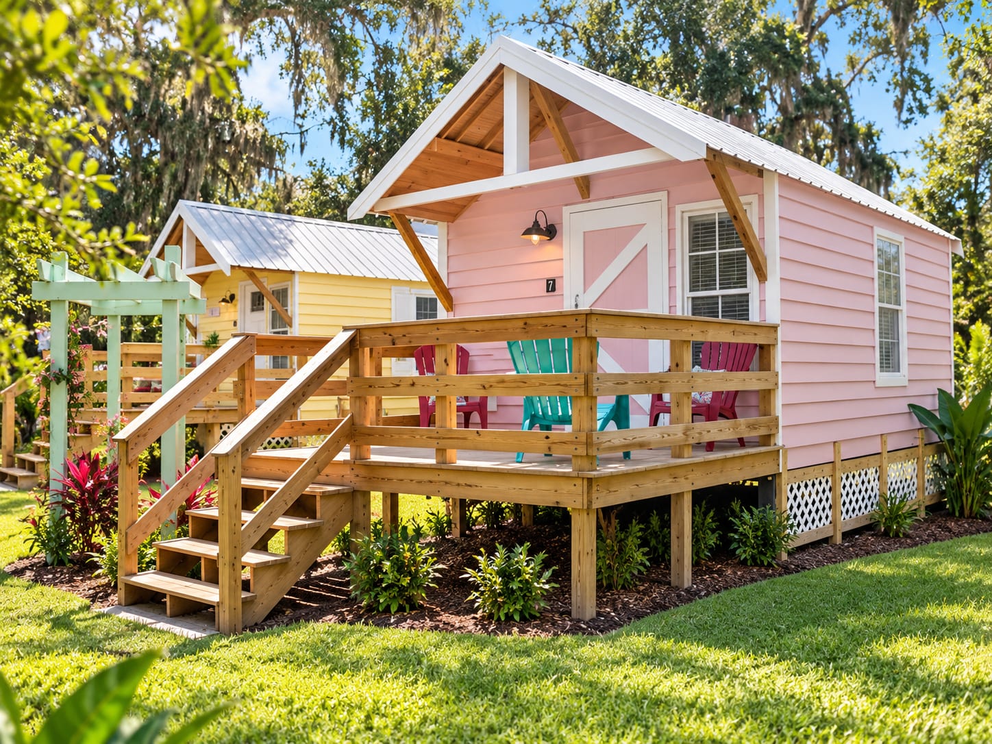 The Pink Cabin, a pink cottage with a private deck beside the Old Daufuskie Crab Company on Daufuskie Island