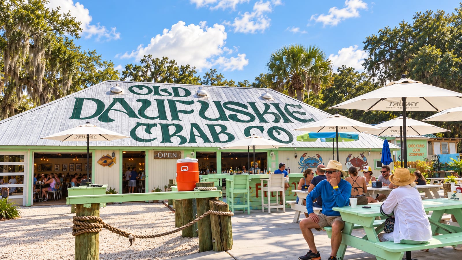 Outside Old Daufuskie Crab Company restaurant at Freeport Marina